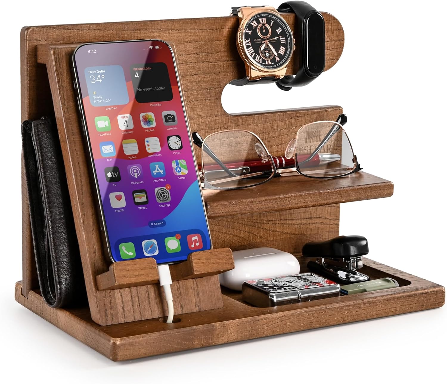 Docking station per telefono in legno per uomini