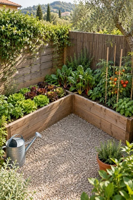 Giardino con piccolo orto rialzato