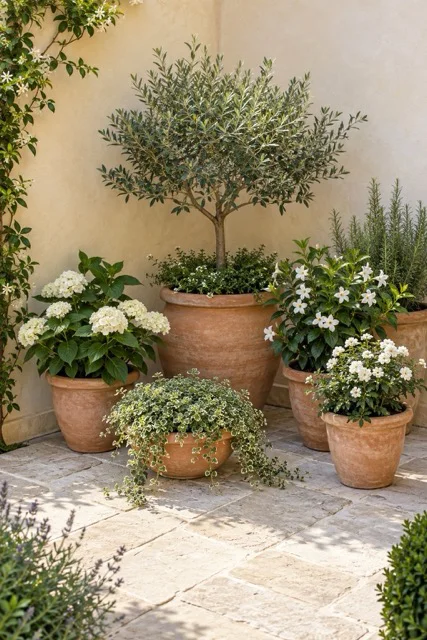Giardino in vaso per un angolo pavimentato
