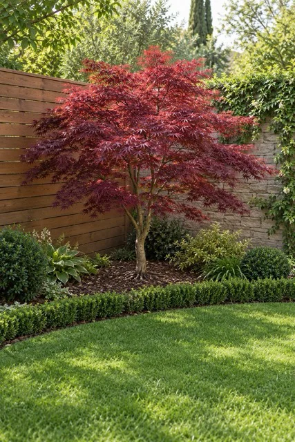 Giardino con albero ornamentale protagonista