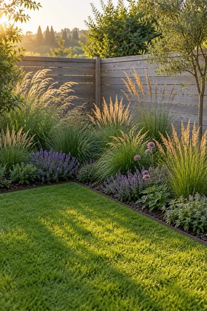 Giardino con graminacee ornamentali